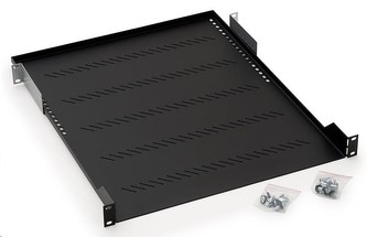 TRITON Police s perforací 19", 1U/750mm, nosnost 40kg, černá