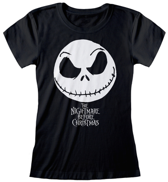 Dámské tričko Disney|Nightmare Before Christmas|Ukradené Vánoce: Tvář Jacka a logo (M) černá bavlna