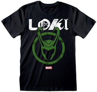 Pánské tričko Marvel|Loki série 2: Distressed Logo (XL) černá bavlna