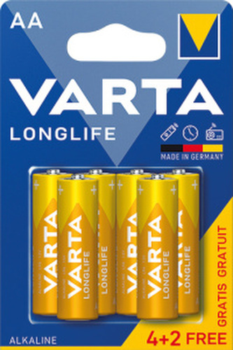 Varta Longlife baterie AA alkalické, 6 ks