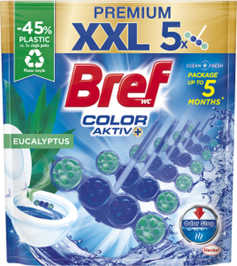 Bref Color Aktiv Eucalyptus tuhý WC blok, 5× 50 g