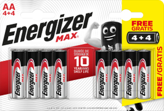 Energizer Max AA tužková baterie, 4 + 4 ks zdarma