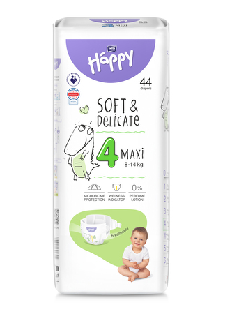 Bella Happy Maxi 4 dětské pleny jednorázové 8-14 kg, 44 ks