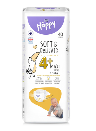 Bella Happy Maxi Plus 4+ dětské pleny jednorázové 9-15 kg, 40 ks