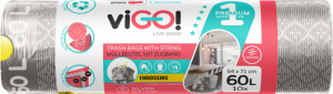 viGO! Premium pytle na odpad zatahovací, 30 µ, 71 × 64 cm, 60 l, 10 ks