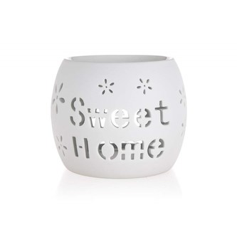 HOME DECOR Aroma lampa porcelánová 10,5 x 10,5 cm, Sweet Home, bílá
