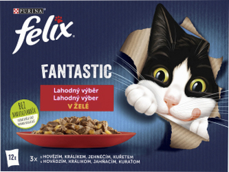 Felix Fantastic kapsičky pro kočky s kuřetem, hovězím, králíkem a jehněčím, 12 × 85 g