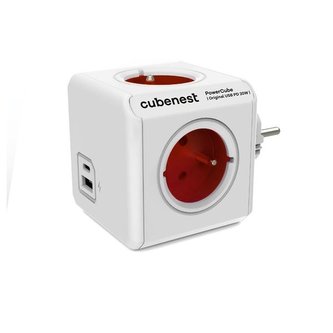 Rozbočka PowerCube Original USB A+C, červená