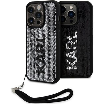 Karl Lagerfeld Sequins Reversible Kryt iPhone 15 Pro černý/stříbrný