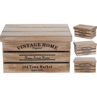 Sada dřevěných bedýnek s víkem 3 ks