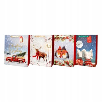 Torba prezentowa 26x32 Święta brokat mix