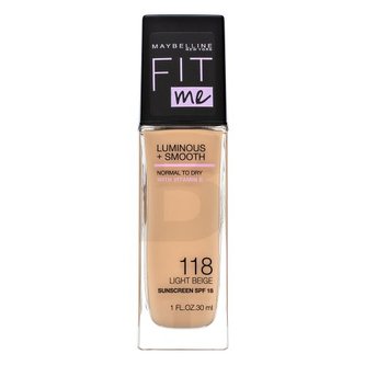 Maybelline Fit Me! Luminous + Smooth Foundation tekutý make-up pro sjednocenou a rozjasněnou pleť 118 Light Beige 30 ml