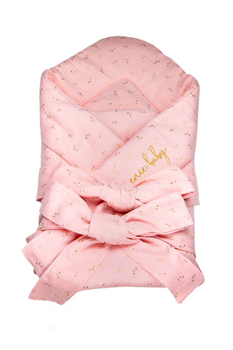 enie baby Mušelínová zavinovačka 80x80cm růžová se zlatými trojúhelníčky