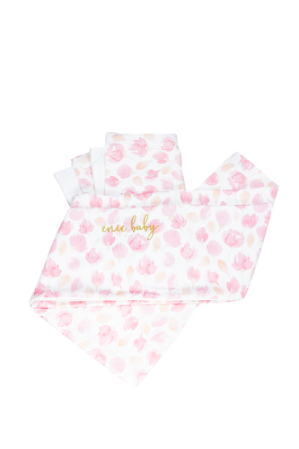 enie baby Povlečení Satine 100x140 a 40x60 cm Pink Leaves