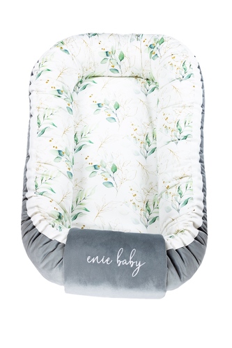 enie baby Hnízdečko do postýlky VELVET grey/golden leaves