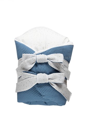 enie baby Péřová zavinovačka VAFLOVÁ  tmavě modrá/bílá 80x80 cm