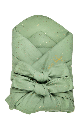enie baby Mušelínová zavinovačka 80x80cm khaki se zlatými puntíky