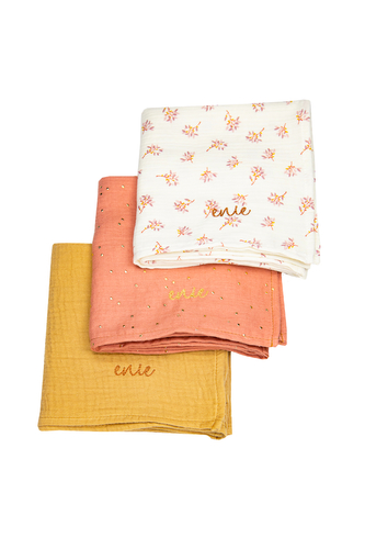 enie baby Mušelínové pleny 70x70cm ROSE AND CARAMEL 3ks