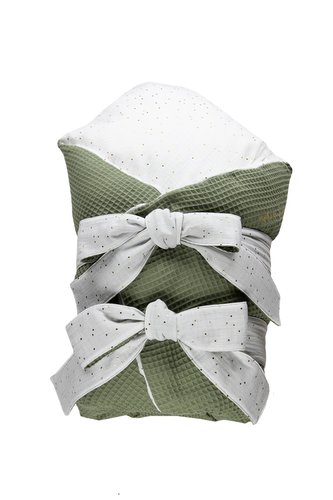 enie baby Zavinovačka VAFLOVÁ  khaki/bílá  80x80 cm z dutého vlákna