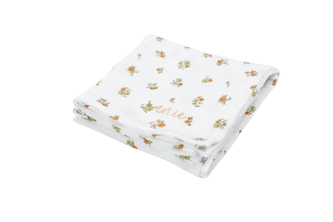 enie baby Mušelínová plenka 70x70cm bílé se zelenými květy - 1ks