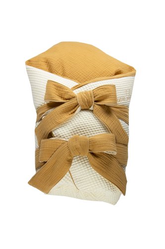 enie baby Zavinovačka VAFLOVÁ  béžová/karamel  80x80 cm z dutého vlákna