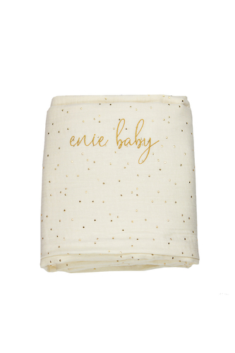 enie baby Mušelínové povlečení 100x135 a 40x60 cm béžové se zlatými puntíky