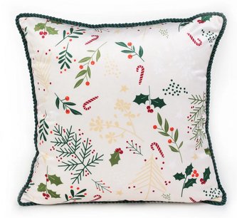 Vánoční polštář s výplní | GODIS | polštář se zeleným lemováním | 45x45 cm | 868097 Homla