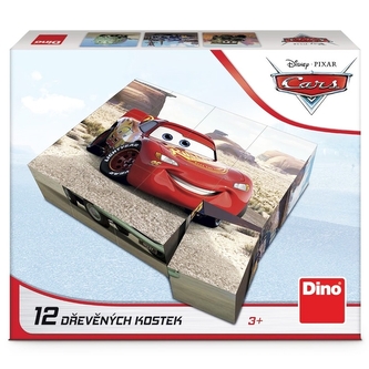 Auta - Dřevěné kostky 12 ks