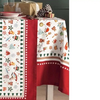 Vánoční ubrus 140 x 240cm červený CHICCHI E BALOCCHI BRANDANI