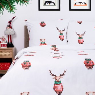 Vánoční mikrovláknové povlečení  | DOSS | se zvířaty | 200x220 cm | 858609 Homla