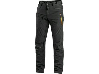 Kalhoty CXS AKRON, softshell, černé s HV žluto/oranžovými doplňky, vel. 60
