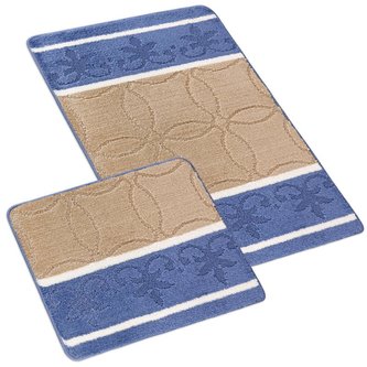 SADA BANY 60x100 + 60x50 cm - bez výkroje - ornament - modrá, béžová