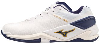 Mizuno WAVE STEALTH NEO / White/BRibbon/MP Gold Velikost boty: 44.0/9.5