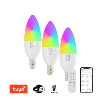 Immax NEO LITE sada 3x Smart žárovka LED E14 6W RGB+CCT,stmívatelná,WiFi,Beacon,DO