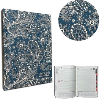 Kalendarz 2024 A5 dzienny z registrami Beż Denim