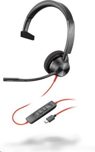 Poly náhlavní souprava Blackwire 3310, USB-C/A adaptér, mono