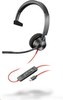 Poly náhlavní souprava Blackwire 3310, USB-C/A adaptér, mono