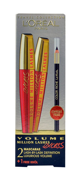 L´Oréal Paris Volume Million Lashes řasenka Volume Million Lashes 2x 9 ml + tužka na oči Color Riche Le Khol 2g Black