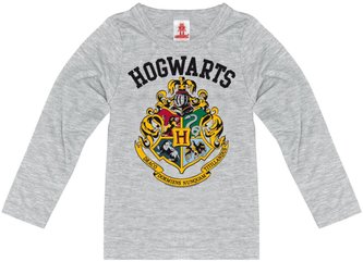 Dětské tričko Harry Potter: Hogwarts Logo Coat of Arms (128-140 cm) šedá bavlna