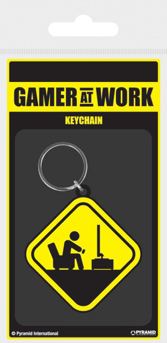 Přívěsek na klíče Gamer At Work: Caution Sign (4,5 x 6 cm) guma