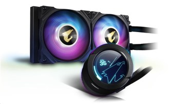 GIGABYTE vodní chladič AORUS WATERFORCE X 240, 120 mm ARGB, LCD displej