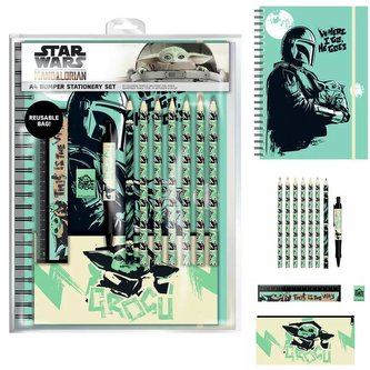 Set 6 kusů školních potřeb Star Wars|Hvězdné války: Tv seriál The Mandalorian Where I go (sešit, pastelky, propiska, pravítko, guma, penál)