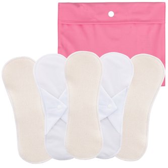 Bamboolik Výhodné sady | Denní vložky látkové | biobavlněné froté Barva: Přírodní, Varianta: Sada 5 ks - Na patentek + Pytlík XS Růžový