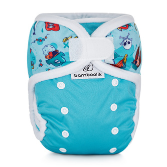 Bamboolik DUO | Svrchní kalhotky Barva: Modrá + Piráti, Zapínání: Na suchý zip