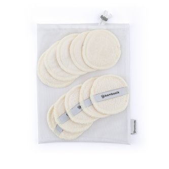 Bamboolik Biobavlna | Pratelné odličovací tamponky se stužkou Varianta: 10 ks + Pytlík na praní