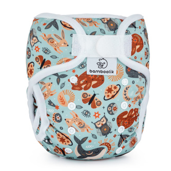 Bamboolik DUO | Kapsová plenka bez vkládací pleny Barva: Nebeská zvířátka, Zapínání: Na suchý zip