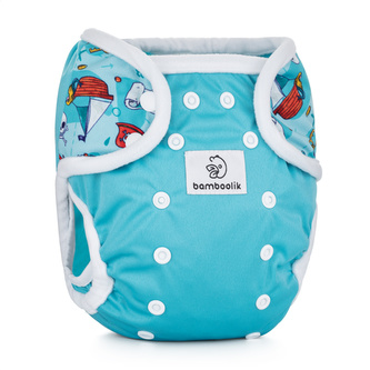 Bamboolik DUO | Svrchní kalhotky Barva: Modrá + Piráti, Zapínání: Na patentky