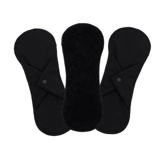 Bamboolik Výhodné sady | Denní vložky látkové | biobavlněné froté Barva: Černá, Varianta: Na patentek - Sada 3 ks