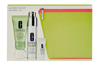 Clinique Even Better Clinical pleťové sérum 30 ml + hydratační mléko 7 ml + pleťový peeling 7 Day Scrub 30 ml + taštička