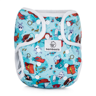 Bamboolik DUO | Kapsová plenka s vkládací plenou Barva: Piráti., Zapínání: Na patentky